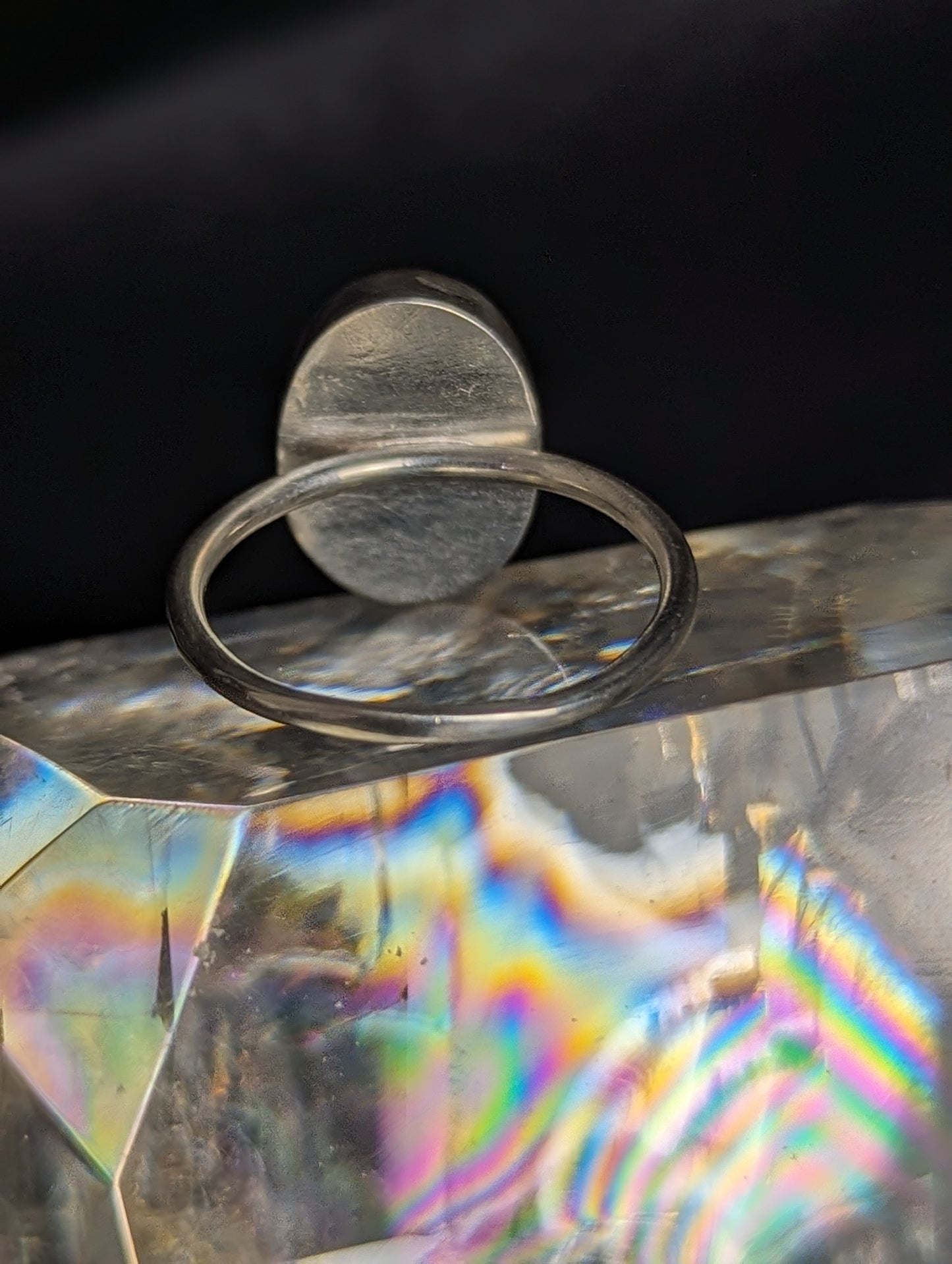 Blue Fluorite and Mother of Pearl Doublet Stacker Ring