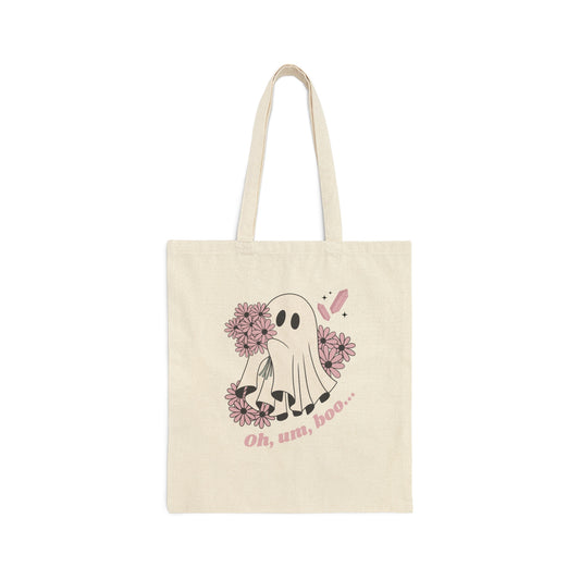 Oh, Um, Boo Ghostie Cotton Canvas Tote Bag