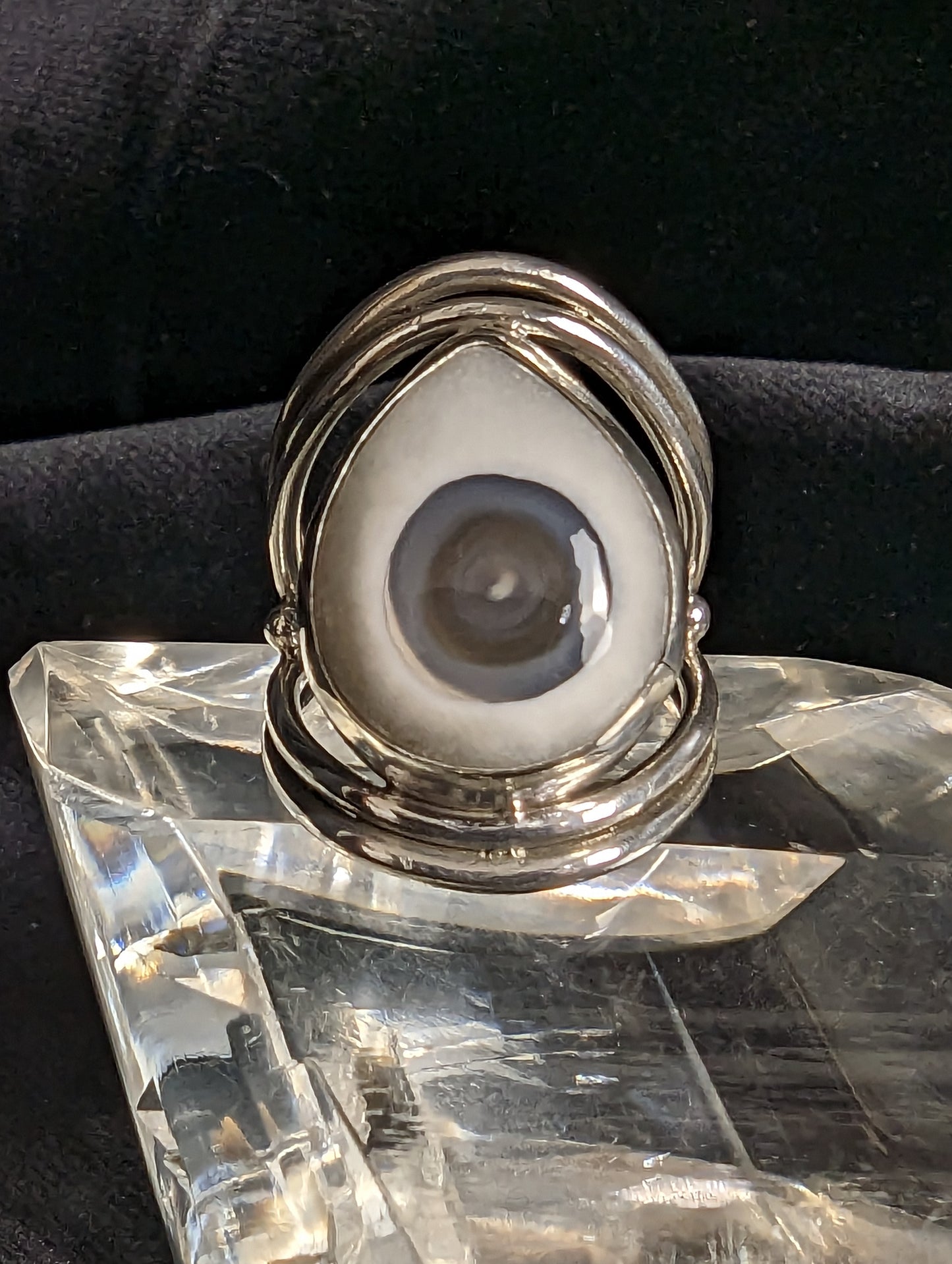 Tear Drop Agate Eye Ring US Size 6 1/4