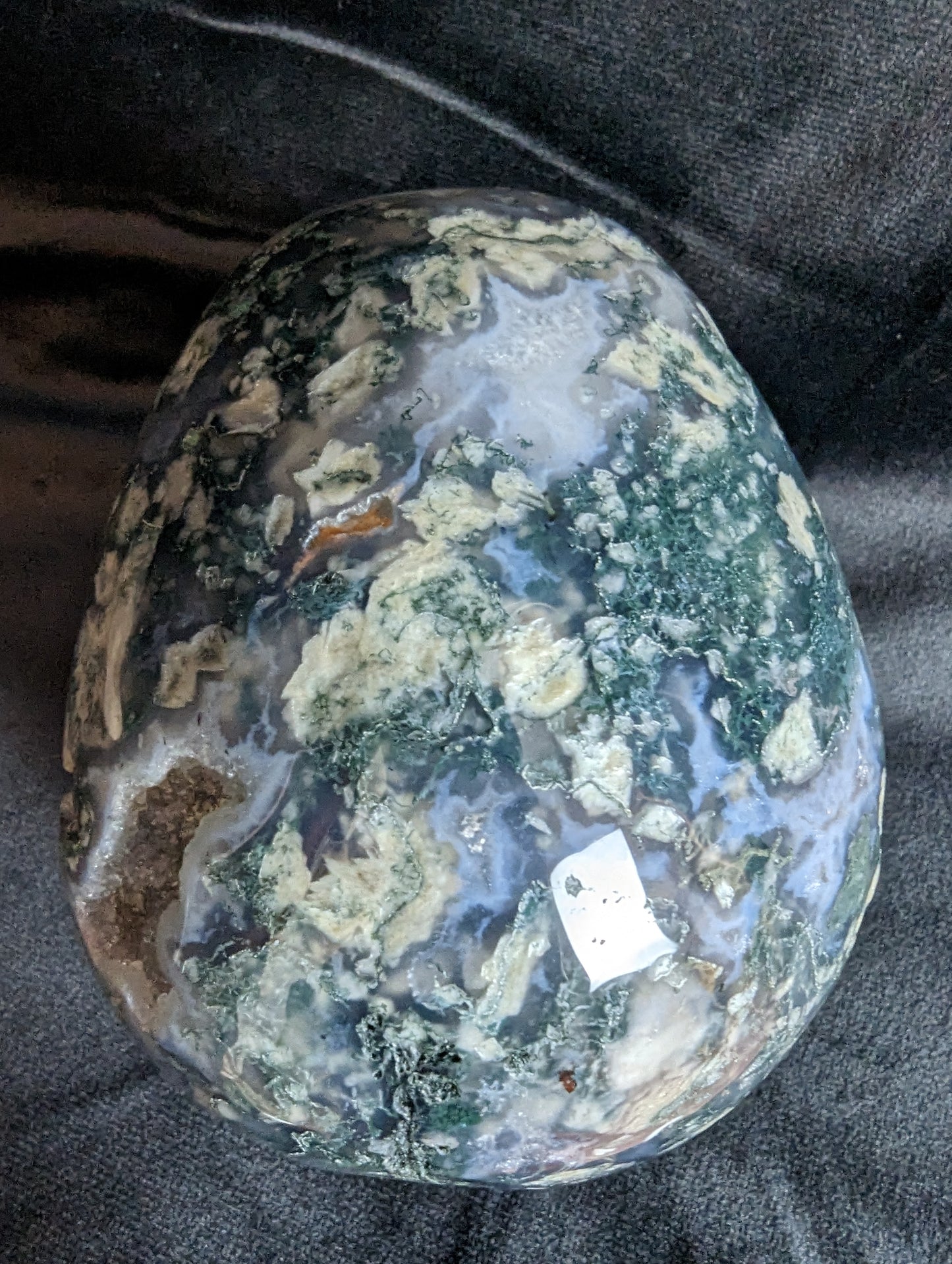 Moss Agate Skull Carving with Druzy