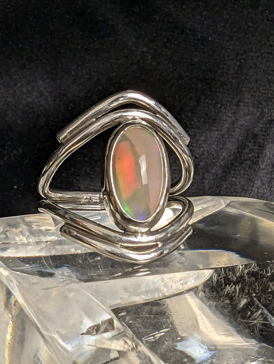 Sterling Silver Opal Ring US Size 6 1/4