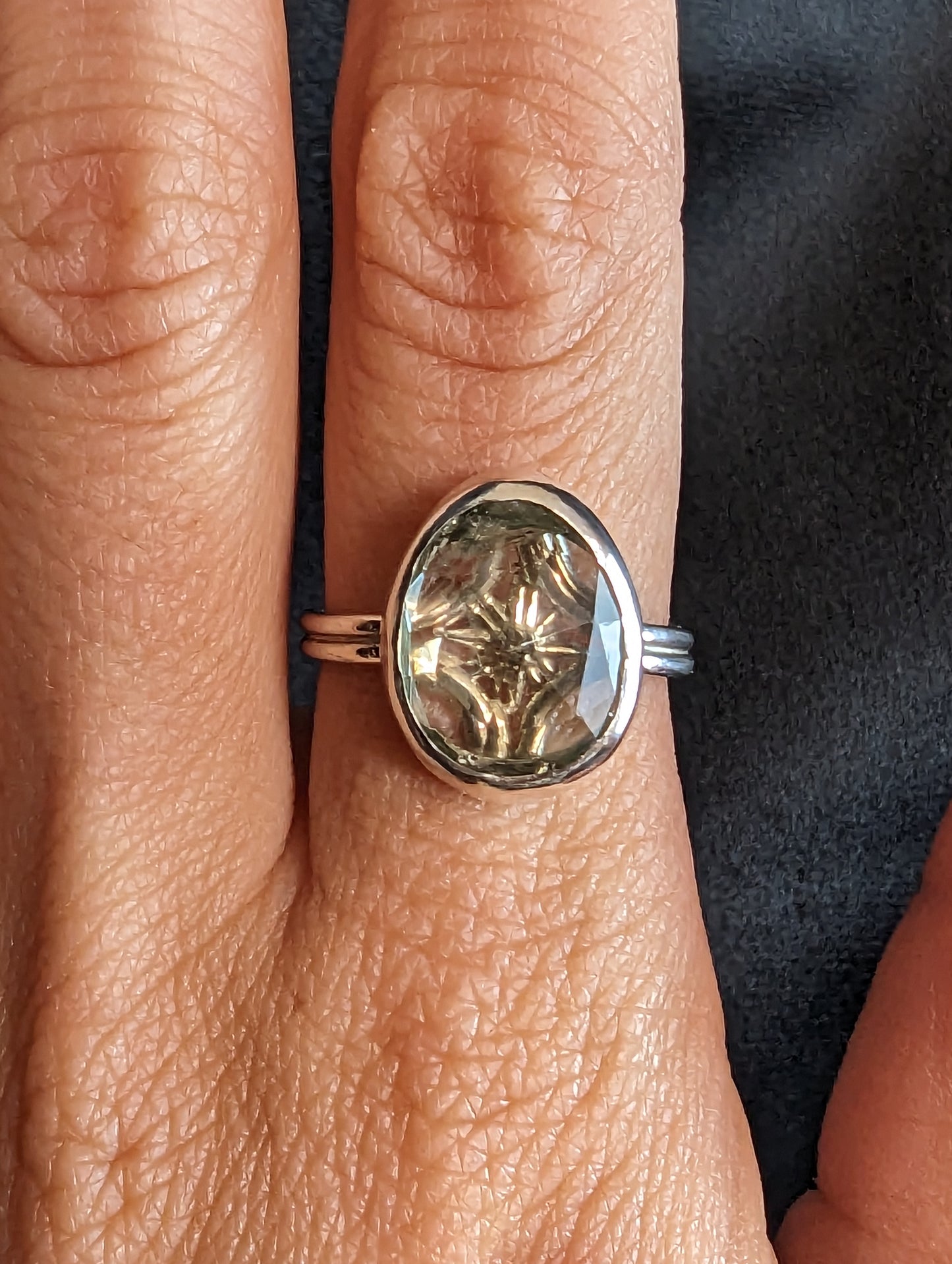 Sterling Silver Prasiolite Starlidescope Ring