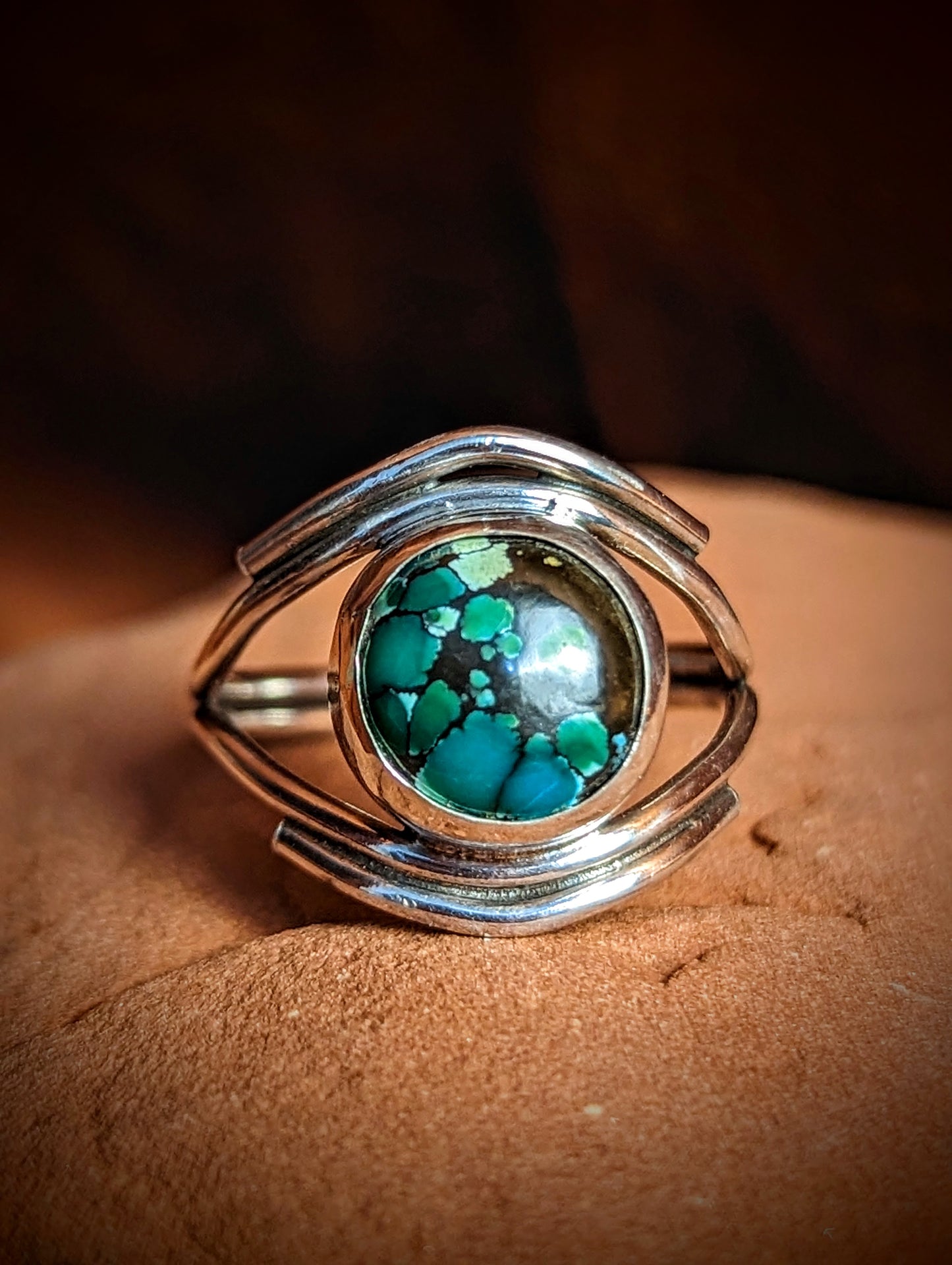 Round Turquoise Third Eye Ring Size 7 1/2