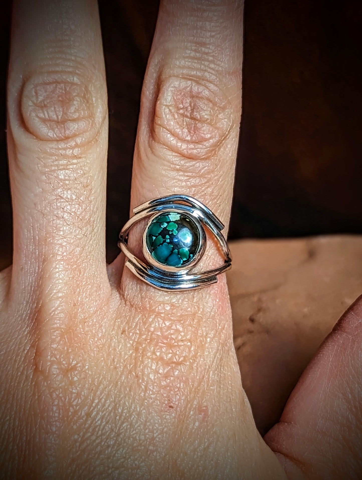 Round Turquoise Third Eye Ring Size 7 1/2