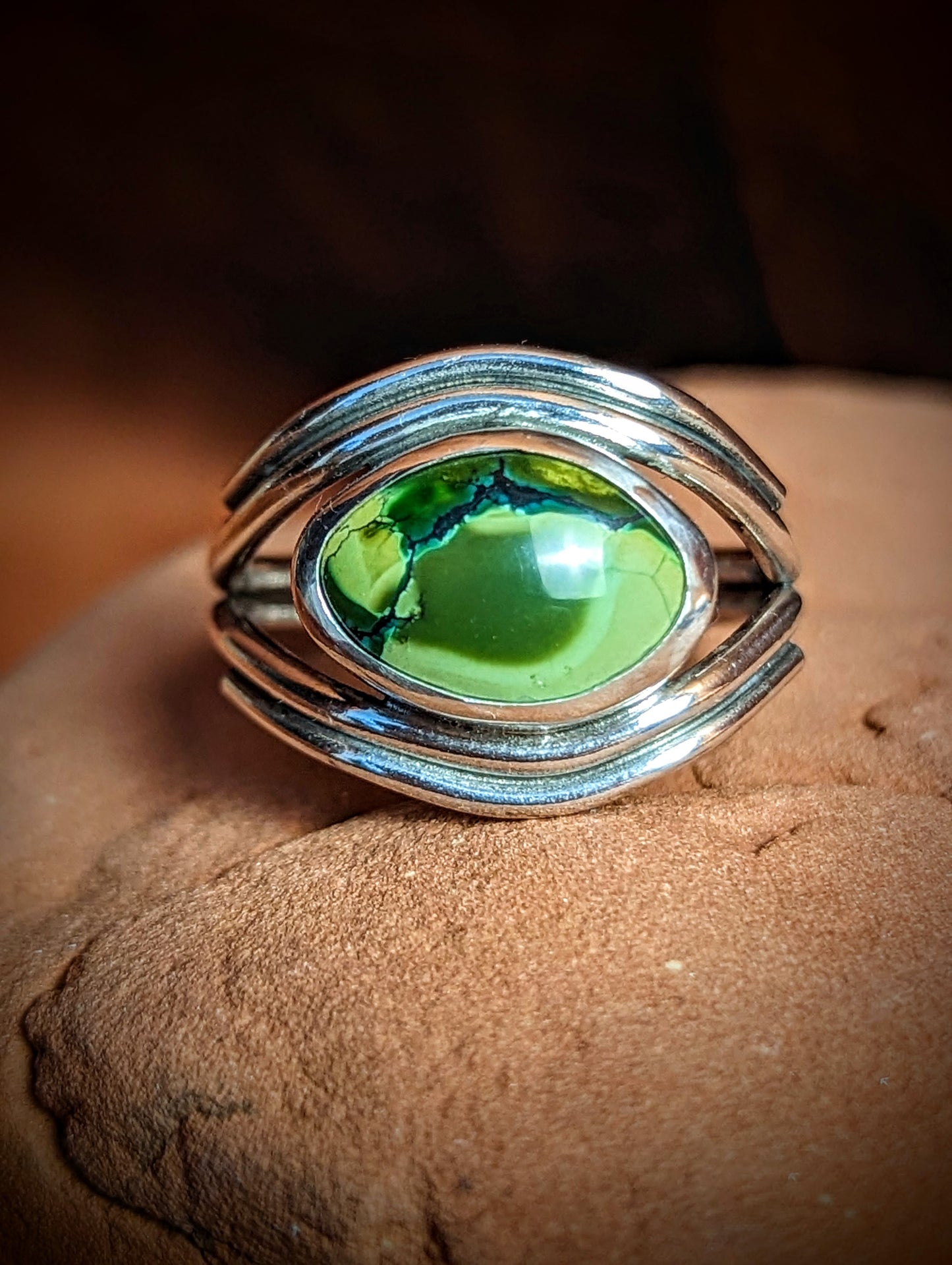 Green Turquoise Third Eye Ring Size 9