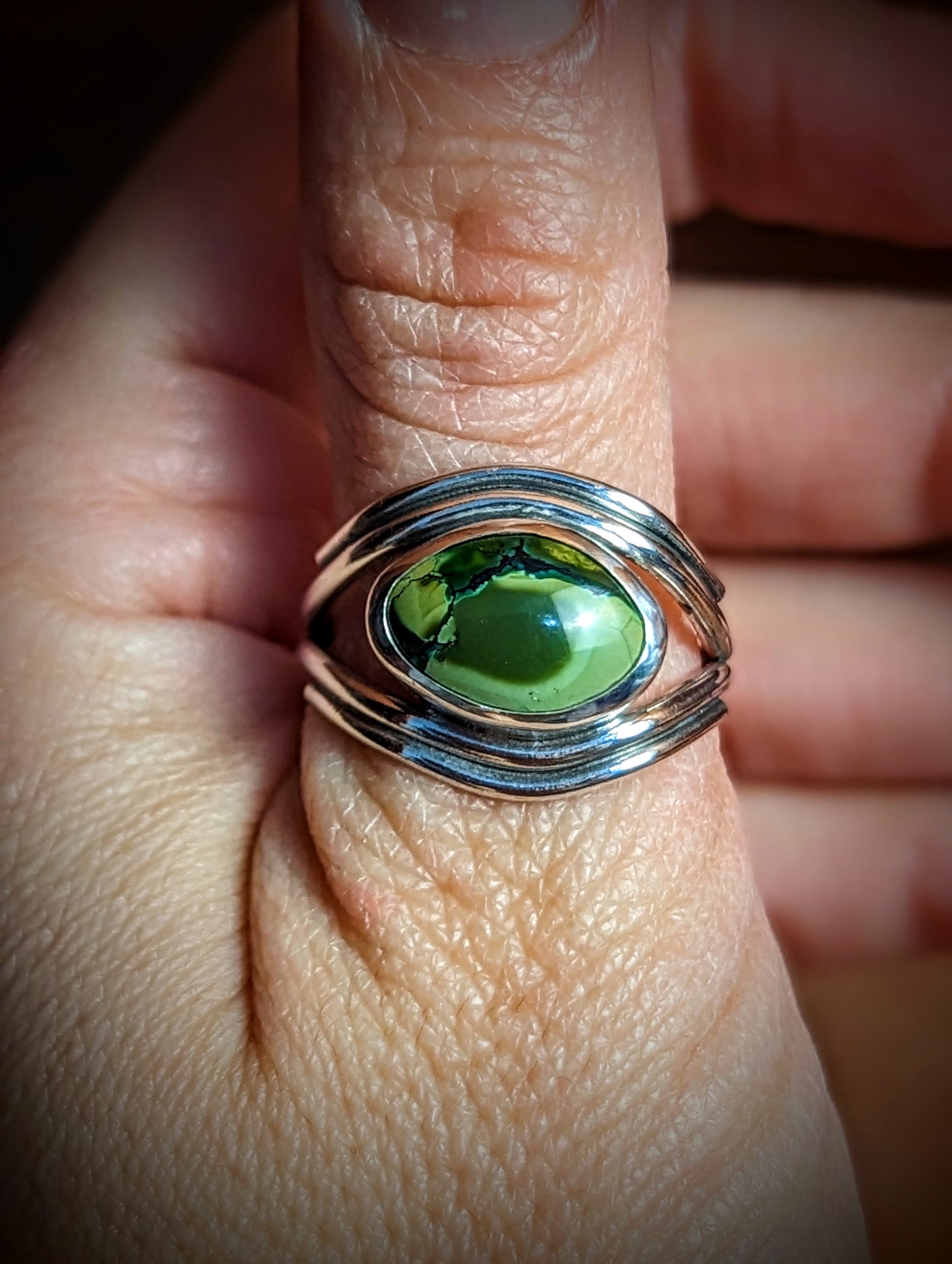 Green Turquoise Third Eye Ring Size 9